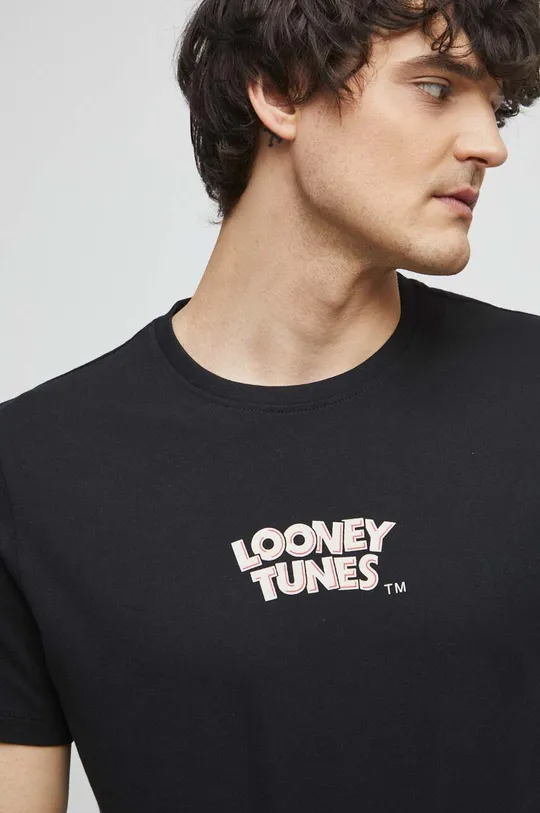 czarny T-shirt bawełniany męski Looney Tunes kolor czarny