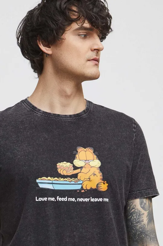 T-shirt bawełniany męski Garfield kolor czarny Męski