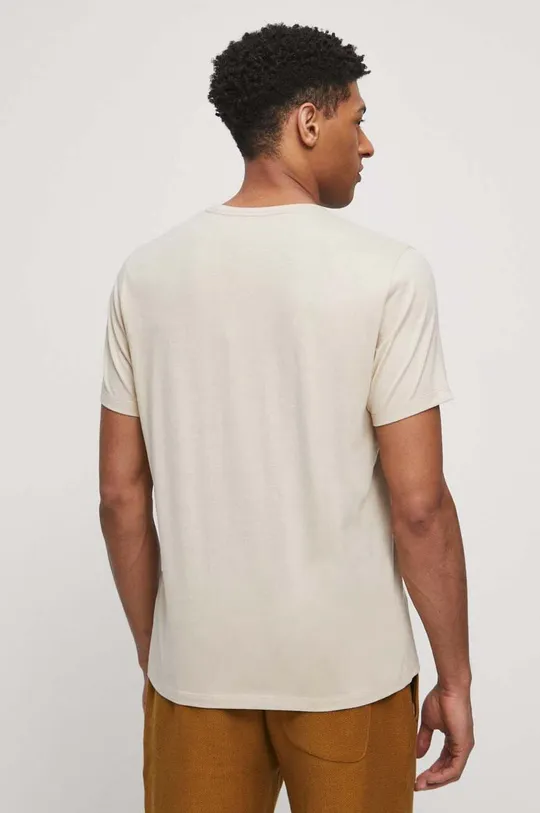T-shirt bawełniany męski z kieszonką kolor beżowy 100 % Bawełna