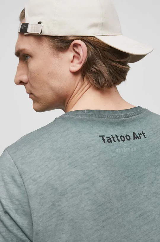 T-shirt bawełniany męski Tattoo Art by Piotr Bemben, kolor zielony Męski