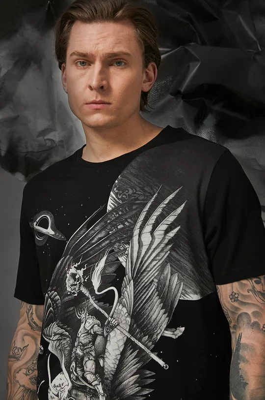 czarny T-shirt bawełniany męski Tattoo Art by Tomasz Florek, kolor czarny Męski