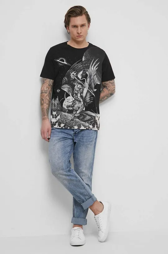 T-shirt bawełniany męski Tattoo Art by Tomasz Florek, kolor czarny czarny