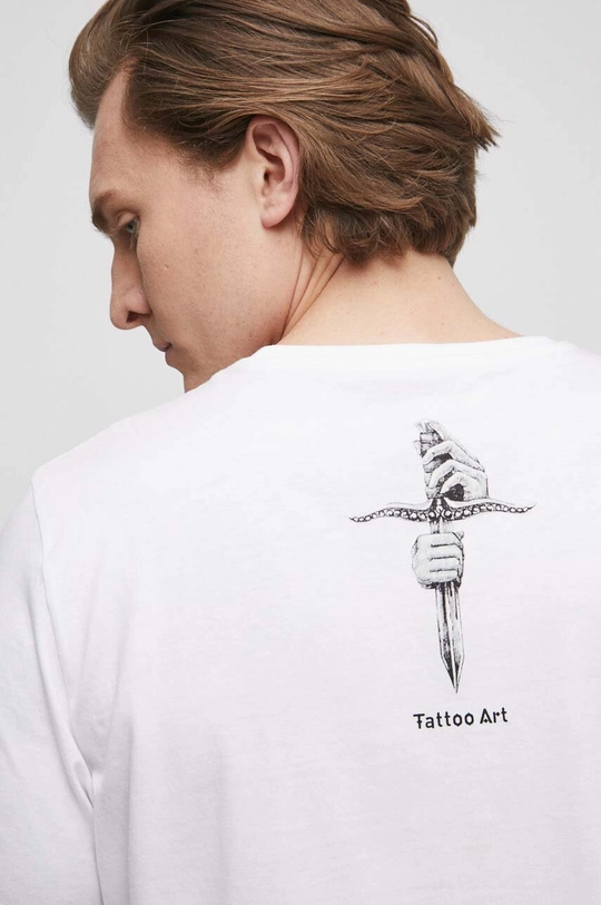 T-shirt bawełniany męski Tattoo Art by Natalia Osipa - Czornaja Ink, kolor biały Męski