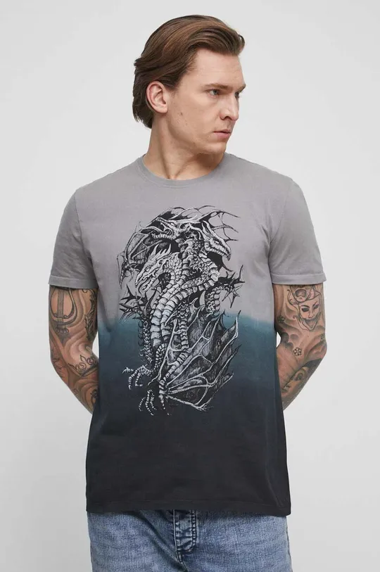 T-shirt bawełniany męski Tattoo Art by Natalia Osipa - Czornaja Ink, kolor szary szary