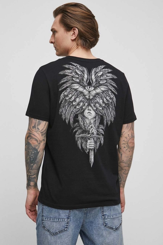 T-shirt bawełniany męski Tattoo Art by Natalia Osipa - Czornaja Ink, kolor czarny 100 % Bawełna