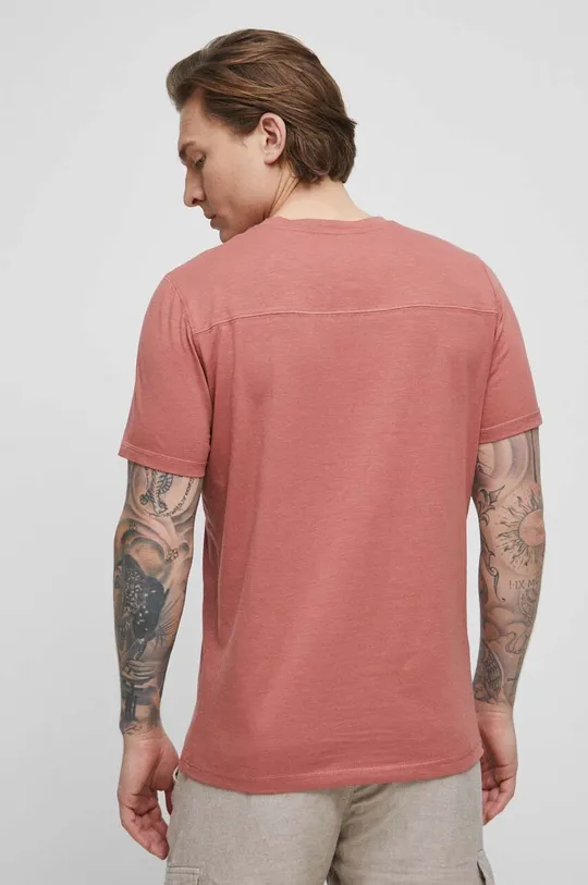 T-shirt bawełniany męski gładki kolor różowy 100 % Bawełna