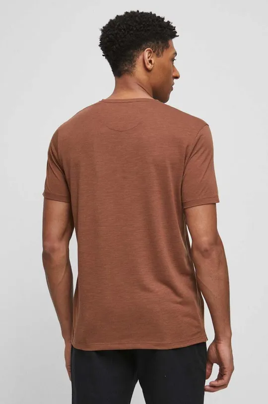 T-shirt lniany gładki kolor brązowy 55 % Len, 45 % Wiskoza