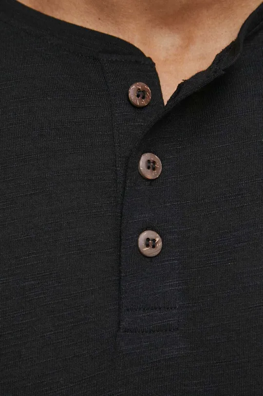 Ľanové tričko z hladkej pleteniny čierna farba Pánsky