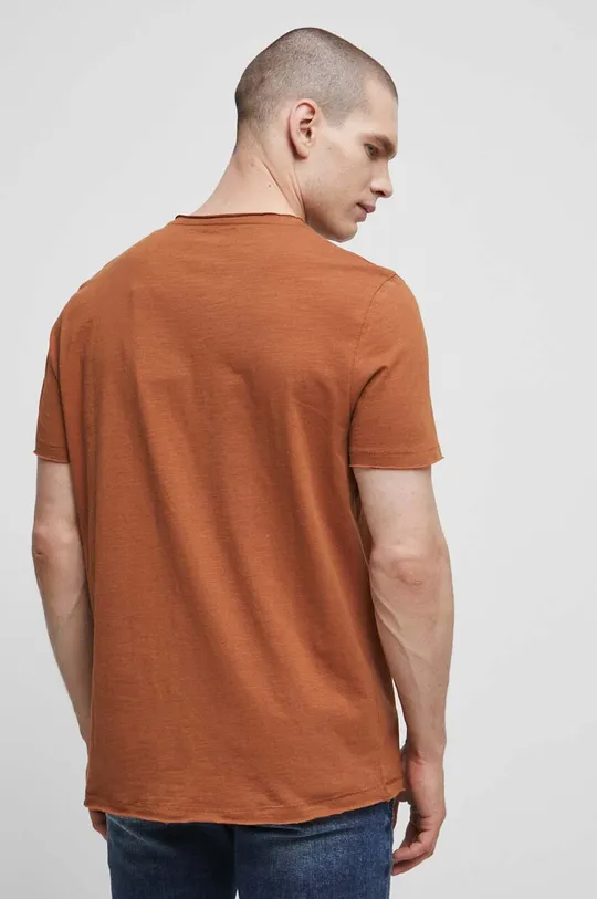 T-shirt bawełniany męski z nadrukiem kolor brązowy 100 % Bawełna