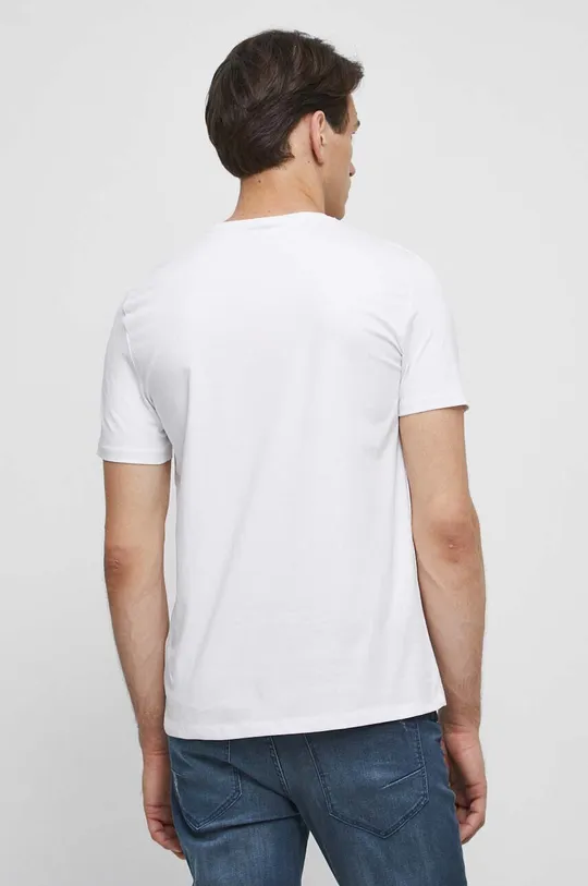 T-shirt bawełniany męski z nadrukiem z domieszką elastanu kolor biały 95 % Bawełna, 5 % Elastan