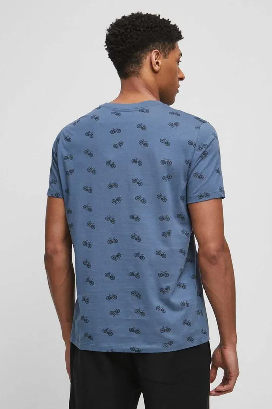 T-shirt bawełniany męski wzorzysty kolor niebieski 100 % Bawełna