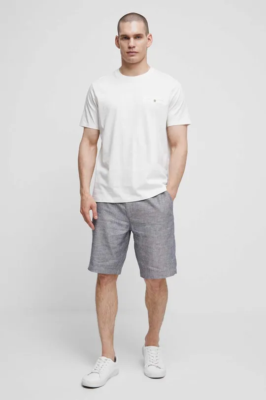 T-shirt bawełniany męskie gładki kolor beżowy beżowy