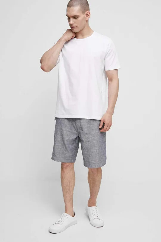 T-shirt bawełniany męski gładki kolor biały biały