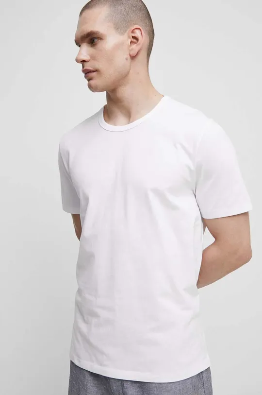 biela Bavlnené tričko pánske biela farba