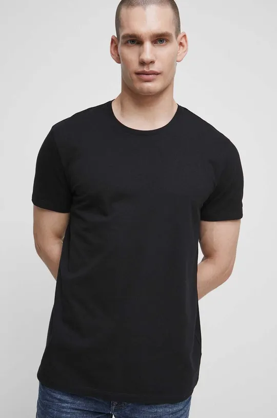 černá Bavlněné tričko černá barva Pánský