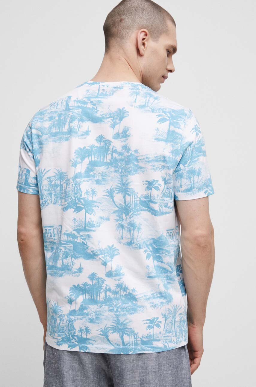 T-shirt bawełniany męski wzorzysty kolor biały 100 % Bawełna