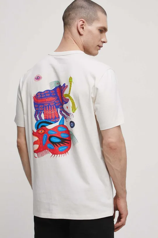 beżowy T-shirt bawełniany męski Maria Prymachenko x Medicine kolor beżowy