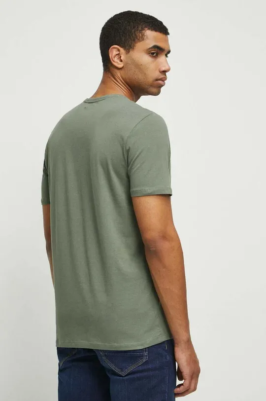 T-shirt bawełniany męski z nadrukiem kolor zielony 95 % Bawełna, 5 % Elastan