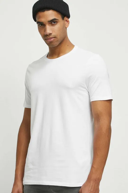 Bavlnené tričko pánsky biela farba biela