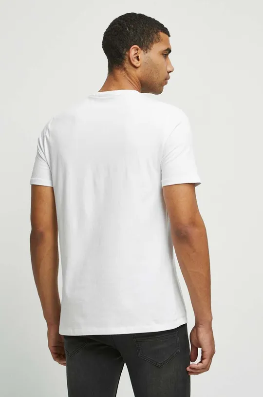 T-shirt bawełniany męski z nadrukiem kolor biały 95 % Bawełna, 5 % Elastan
