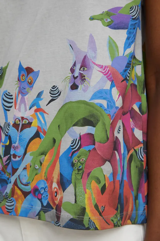 T-shirt bawełniany damski by Olamaloú kolor szary