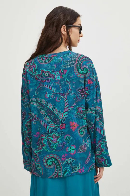 Bluzka damska oversize wzorzysta kolor turkusowy 100 % Wiskoza