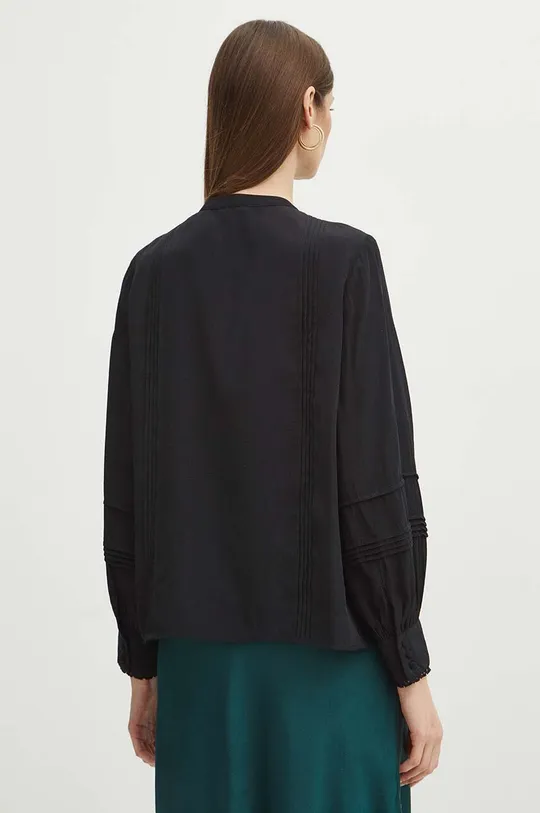 Bluzka damska z ozdobnymi wstawkami kolor czarny 55 % Wiskoza, 45 % Poliester