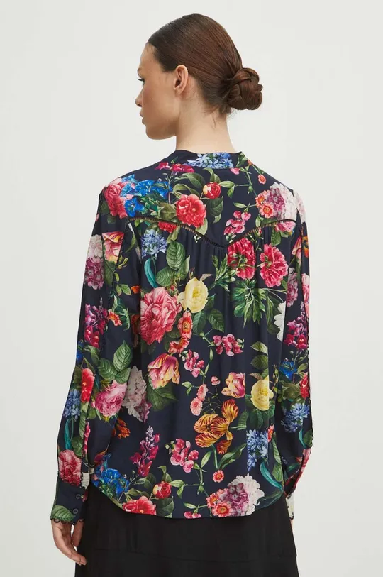 Bluzka damska w kwiaty kolor granatowy 100 % Wiskoza