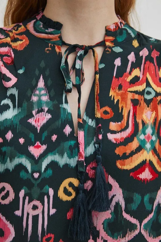 Bluzka damska z wiskozy wzorzysta kolor zielony Damski