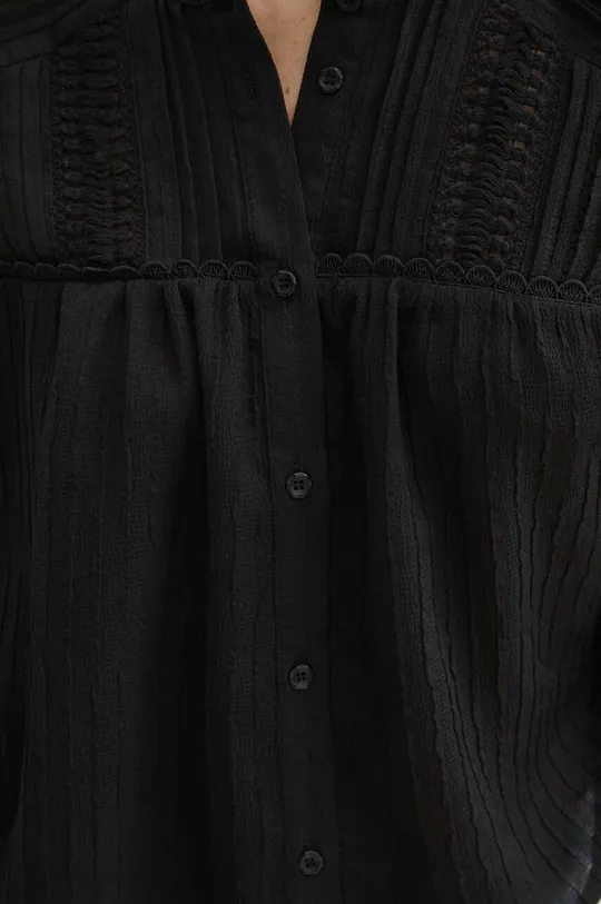 Bluzka damska oversize z ozdobnymi wstawkami kolor czarny