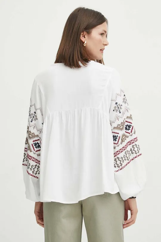 Bluzka damska oversize z wiskozy kolor biały 100 % Wiskoza