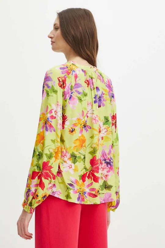 Bluzka damska regular w kwiaty kolor zielony 100 % Wiskoza