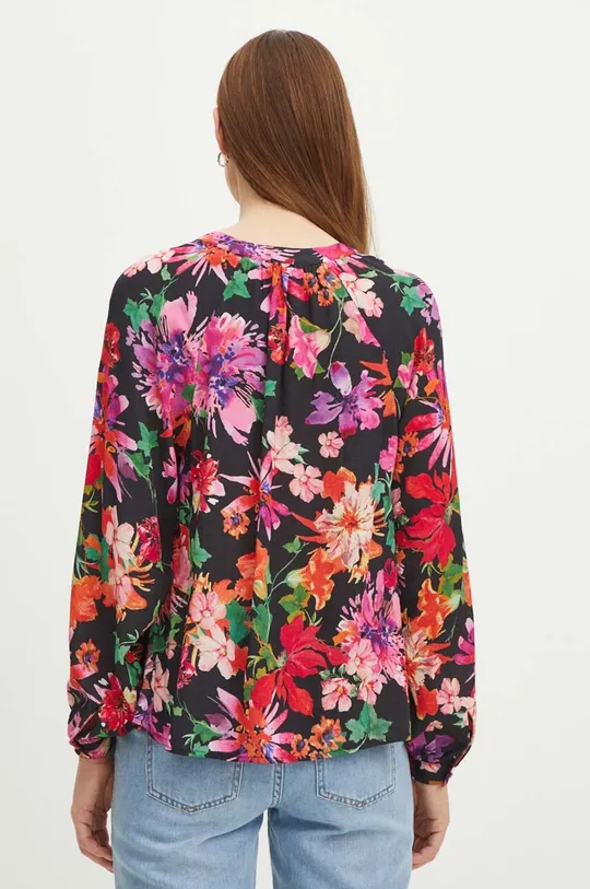 Bluzka damska regular w kwiaty kolor multicolor 100 % Wiskoza