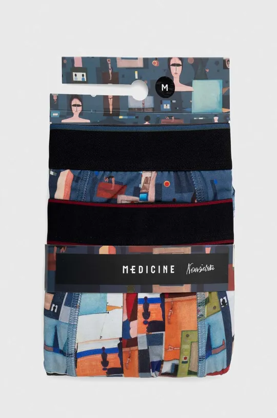 Bokserki bawełniane męskie z domieszką elastanu z kolekcji Jerzy Nowosielski x Medicine (2-pack) kolor multicolor