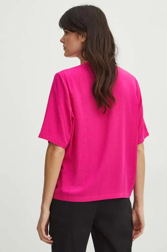 Bluzka damska gładka kolor różowy Materiał główny: 100 % Wiskoza, Materiał dodatkowy: 74 % Wiskoza, 24 % Poliamid, 2 % Elastan