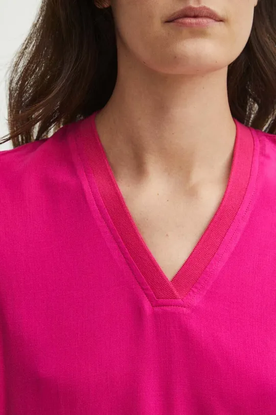 Bluzka damska gładka kolor różowy Damski