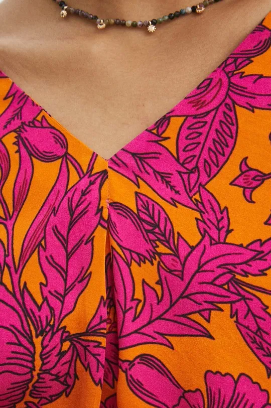 Bluzka damska z wiskozy wzorzysta kolor pomarańczowy Damski