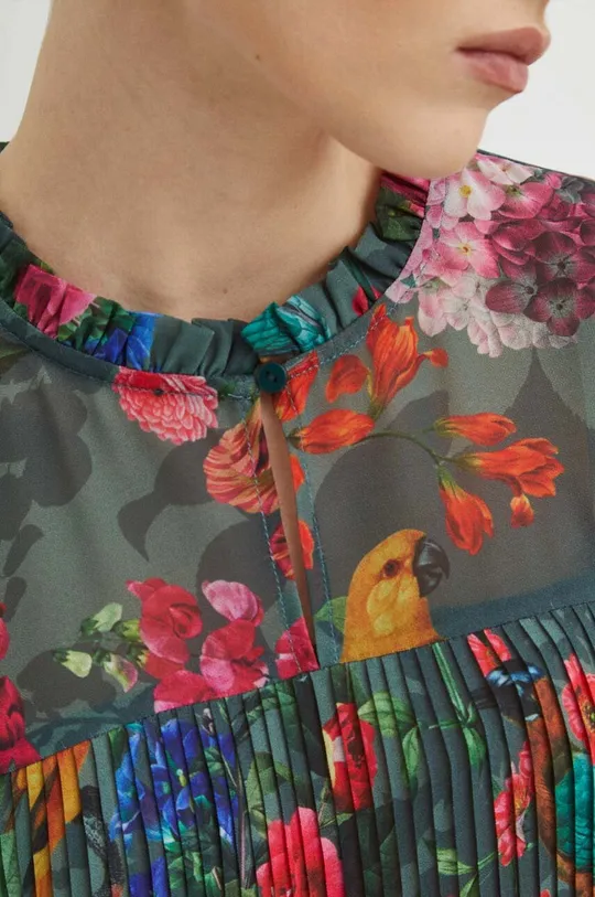 Bluzka damska plisowana w kwiaty kolor zielony Damski