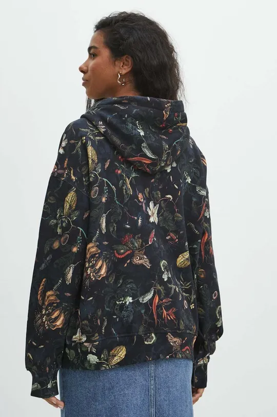 Bluza damska z kapturem wzorzysta kolor czarny Materiał główny: 100 % Bawełna, Materiał dodatkowy: 95 % Bawełna, 5 % Elastan