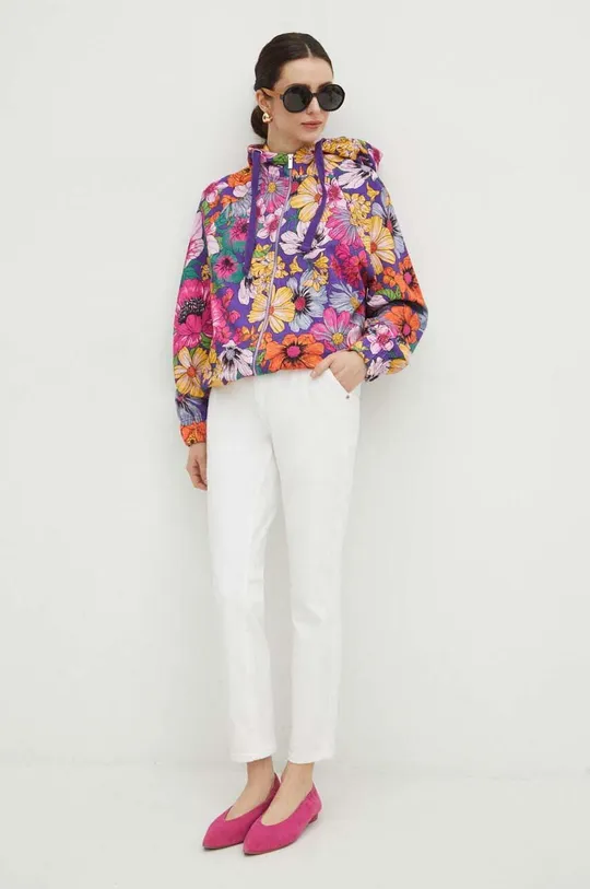 Bluza bawełniana damska wzorzysta kolor fioletowy fioletowy
