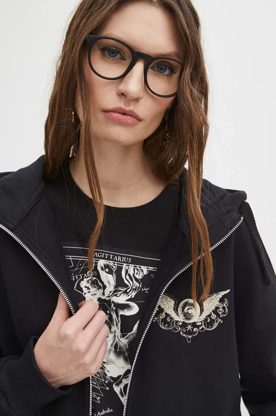Bluza damska z kapturem z kolekcji Zodiak kolor czarny Damski