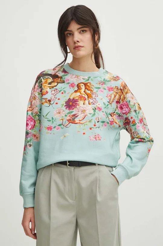 Bluza damska z kolekcji Eviva L'arte kolor turkusowy turkusowy