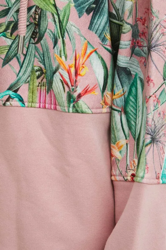 Bluza damska z kapturem wzorzysta kolor różowy Damski