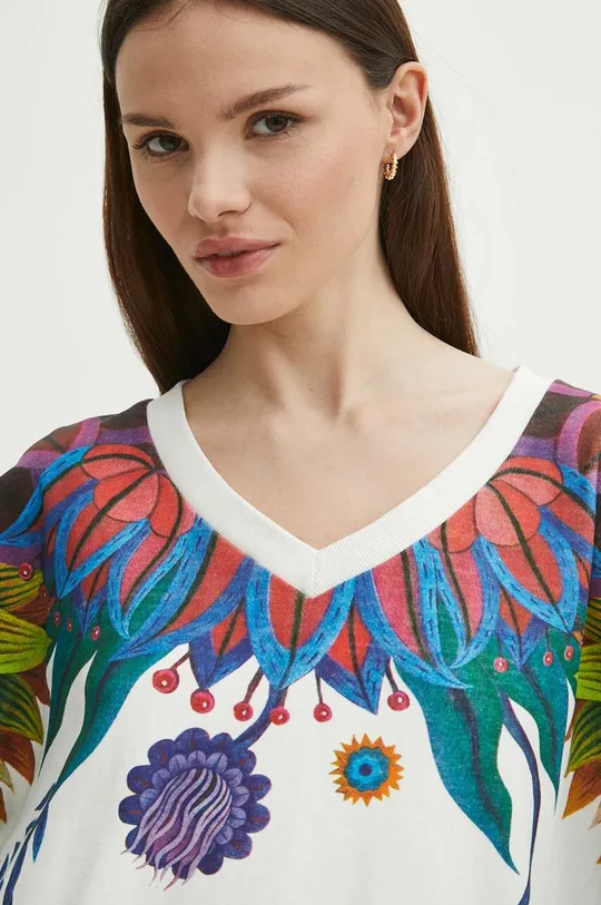 Bluza damska z kolekcji Jane Tattersfield x Medicine kolor beżowy Materiał główny: 100 % Bawełna, Materiał dodatkowy: 95 % Bawełna, 5 % Elastan