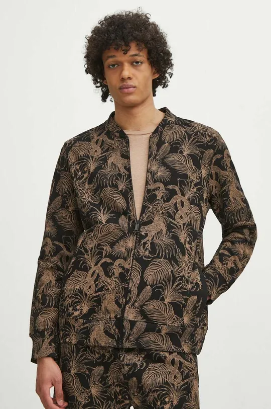 czarny Bluza bawełniana męska wzorzysta kolor czarny Męski