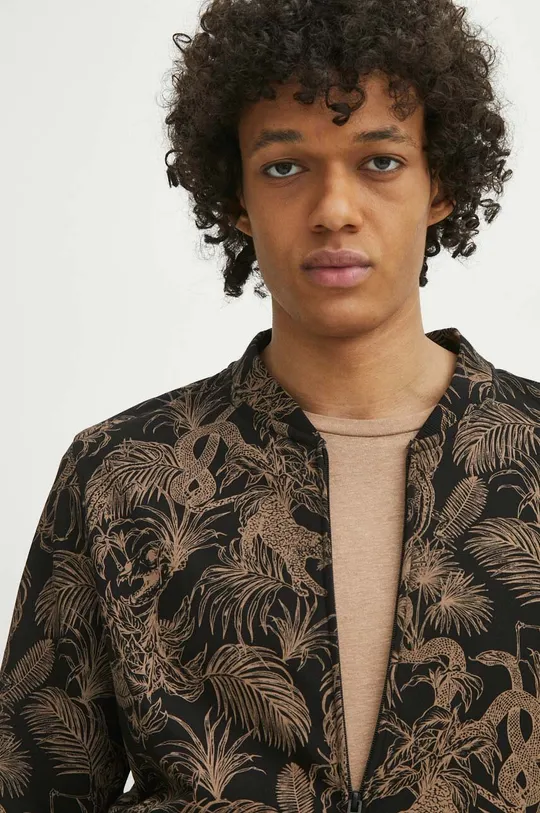 czarny Bluza bawełniana męska wzorzysta kolor czarny