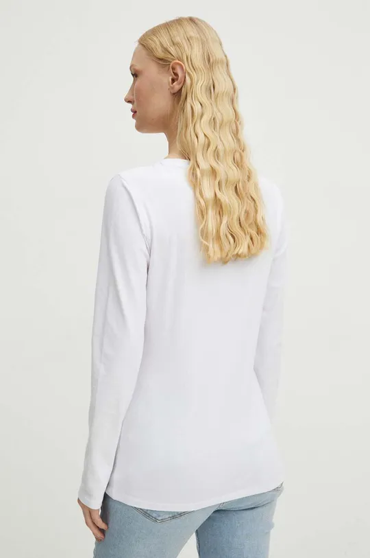 Bavlnené tričko s dlhým rukávom s elastanom dámske biela farba <p>95 % Bavlna, 5 % Elastan</p>
