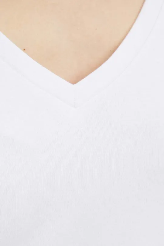 Bavlněné tričko s dlouhým rukávem dámské s příměsí elastanu bílá barva Dámský