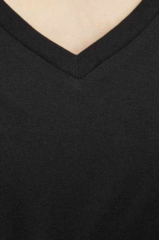 Bavlnené tričko s dlhým rukávom s elastanom dámske čierna farba Dámsky