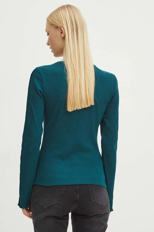 Tričko s dlhým rukávom dámske zelená farba <p>75 % Bavlna, 20 % Viskóza, 5 % Elastan</p>
